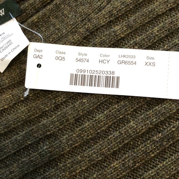 NWT J Crew Womens Sweater Sz XXS Green Wool Cashmere Blend Ribbed Oversized Cute - Picture 2 of 7